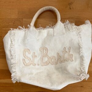 Cream Canvas Fringe Tote